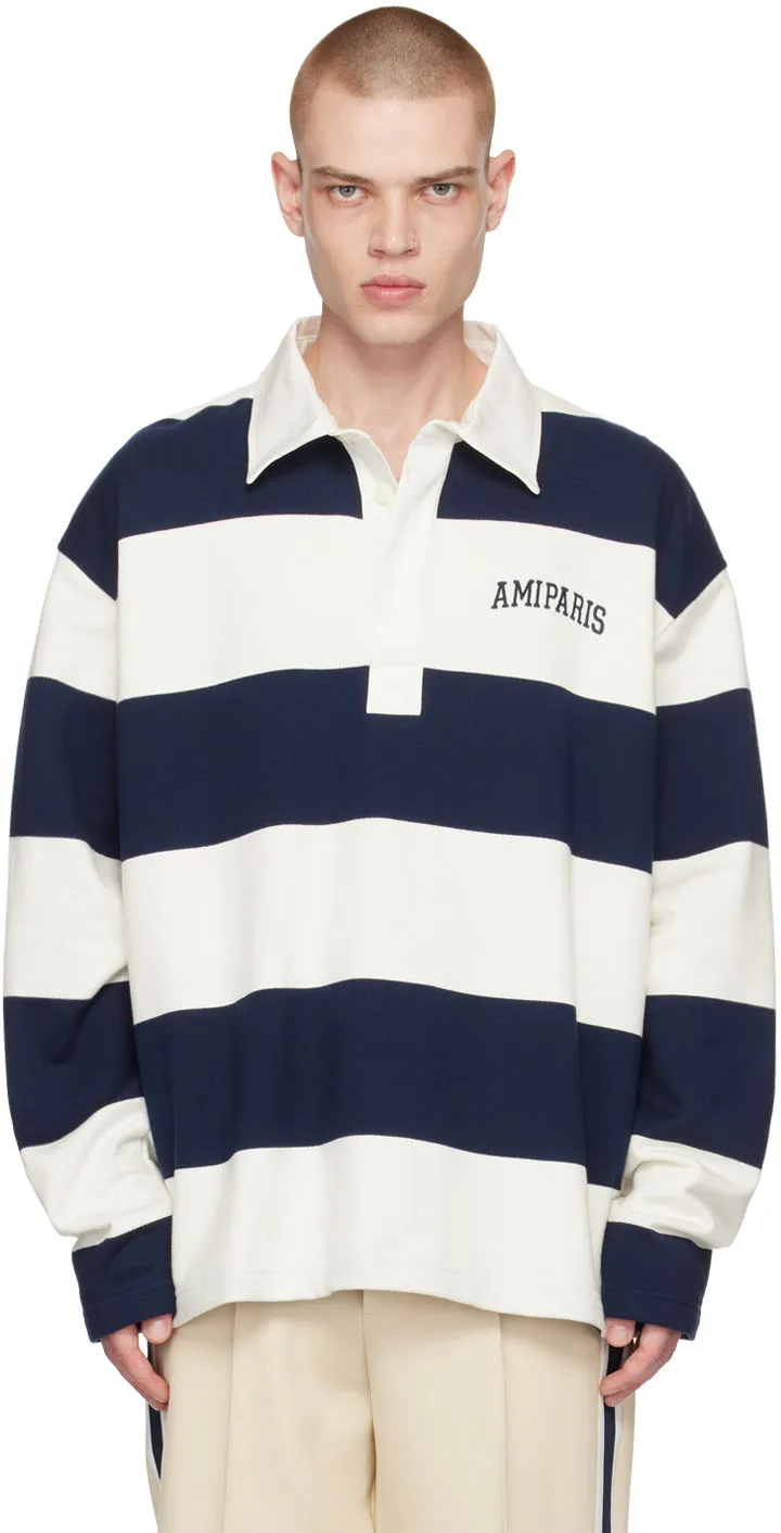 AMI Striped Polo Tee