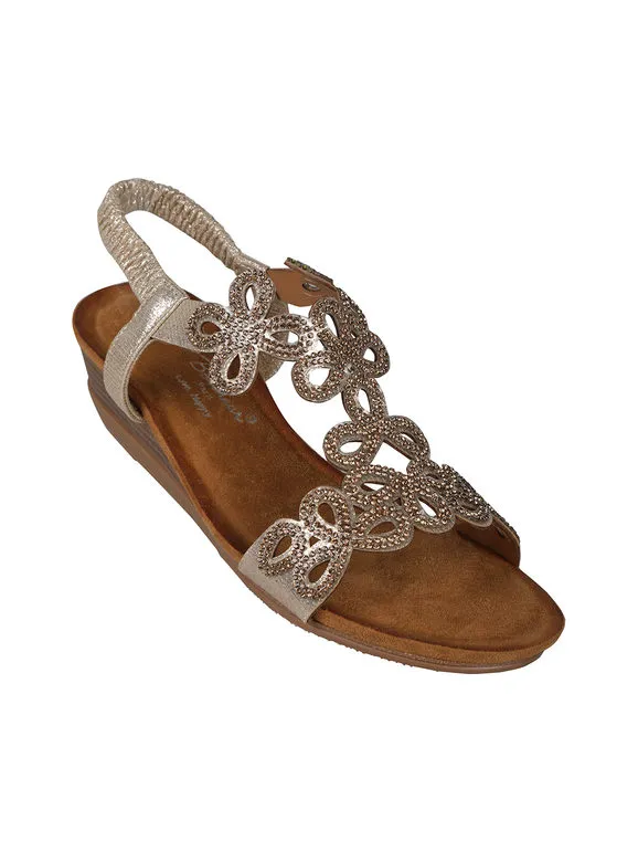 Bonheur Sandalias de mujer con cuña y tira elástica.