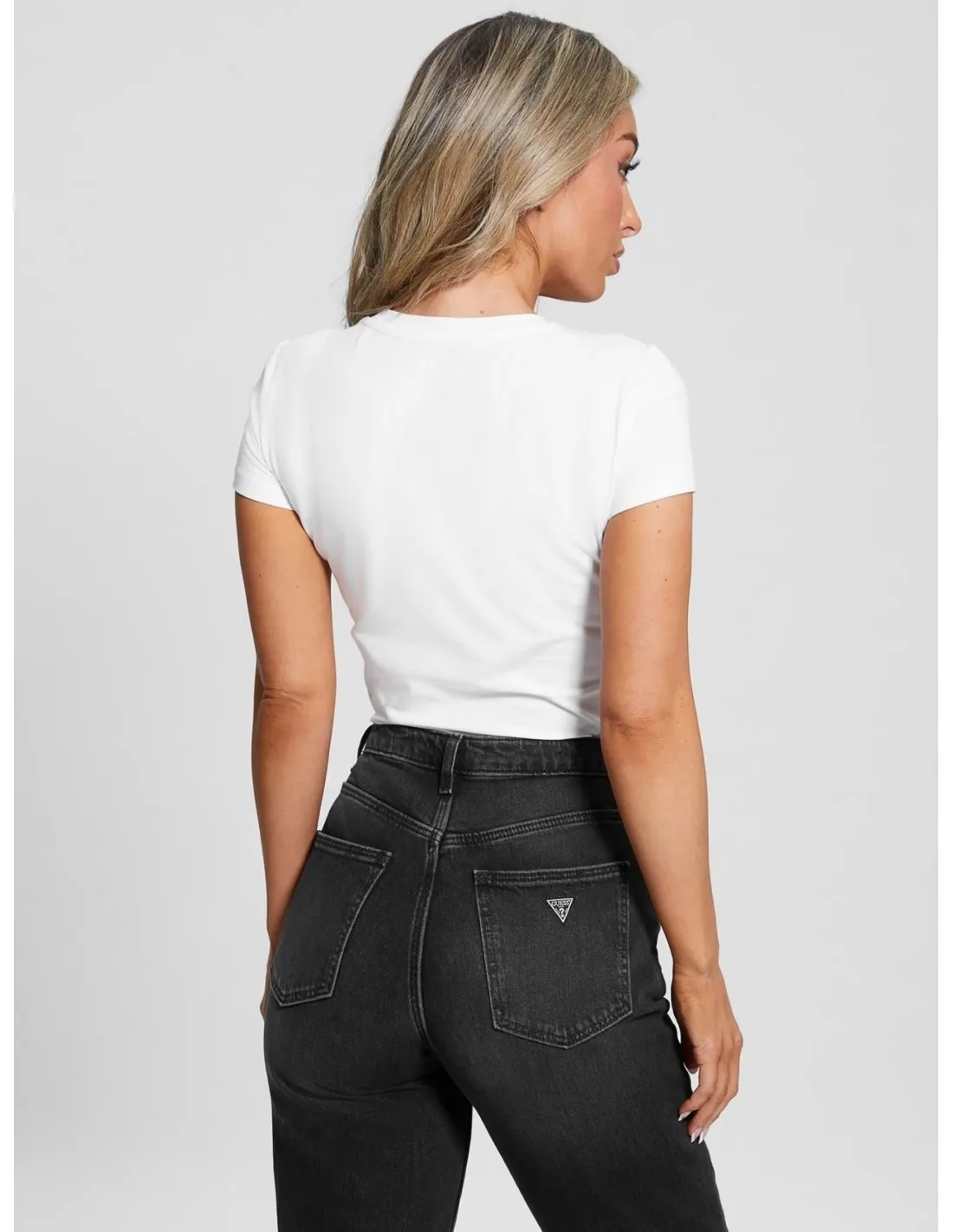 Camiseta elástica logotipo 4g strass de Guess