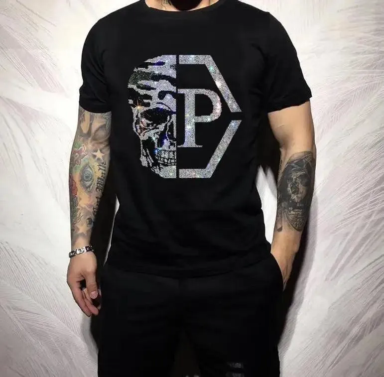 Camiseta informal con diamantes de imitación para hombre