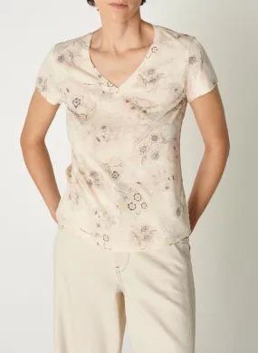 COTELAC Camiseta recta con estampado y la espalda fruncida en blanco