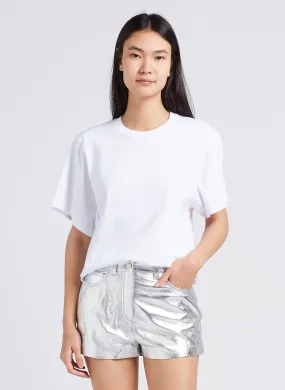 IRO EDJY - Top recto estampado con cuello redondo y espalda escotada en blanco