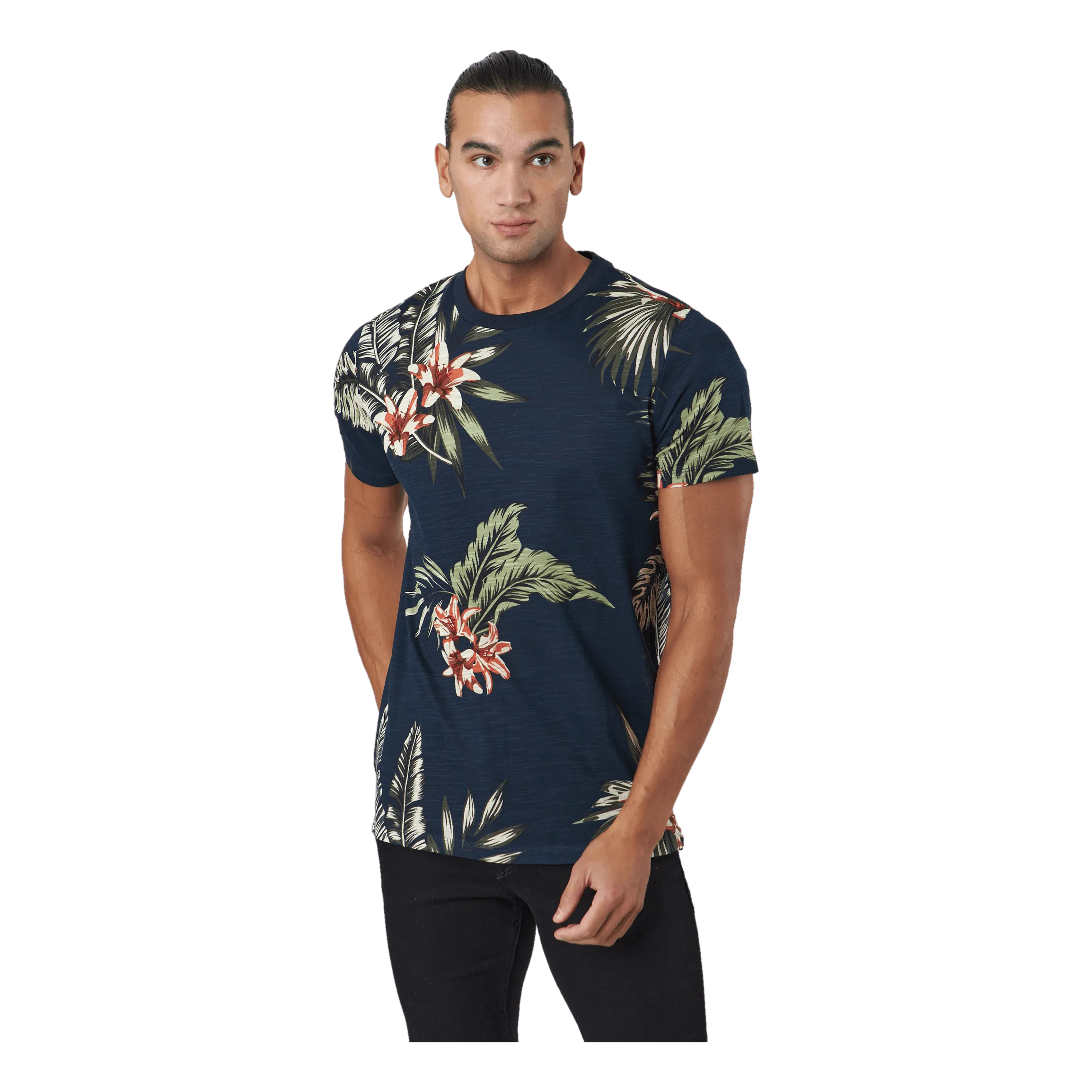 Jack & Jones Jprblatropic Aop Ss Tee Crew N Navy Blazer