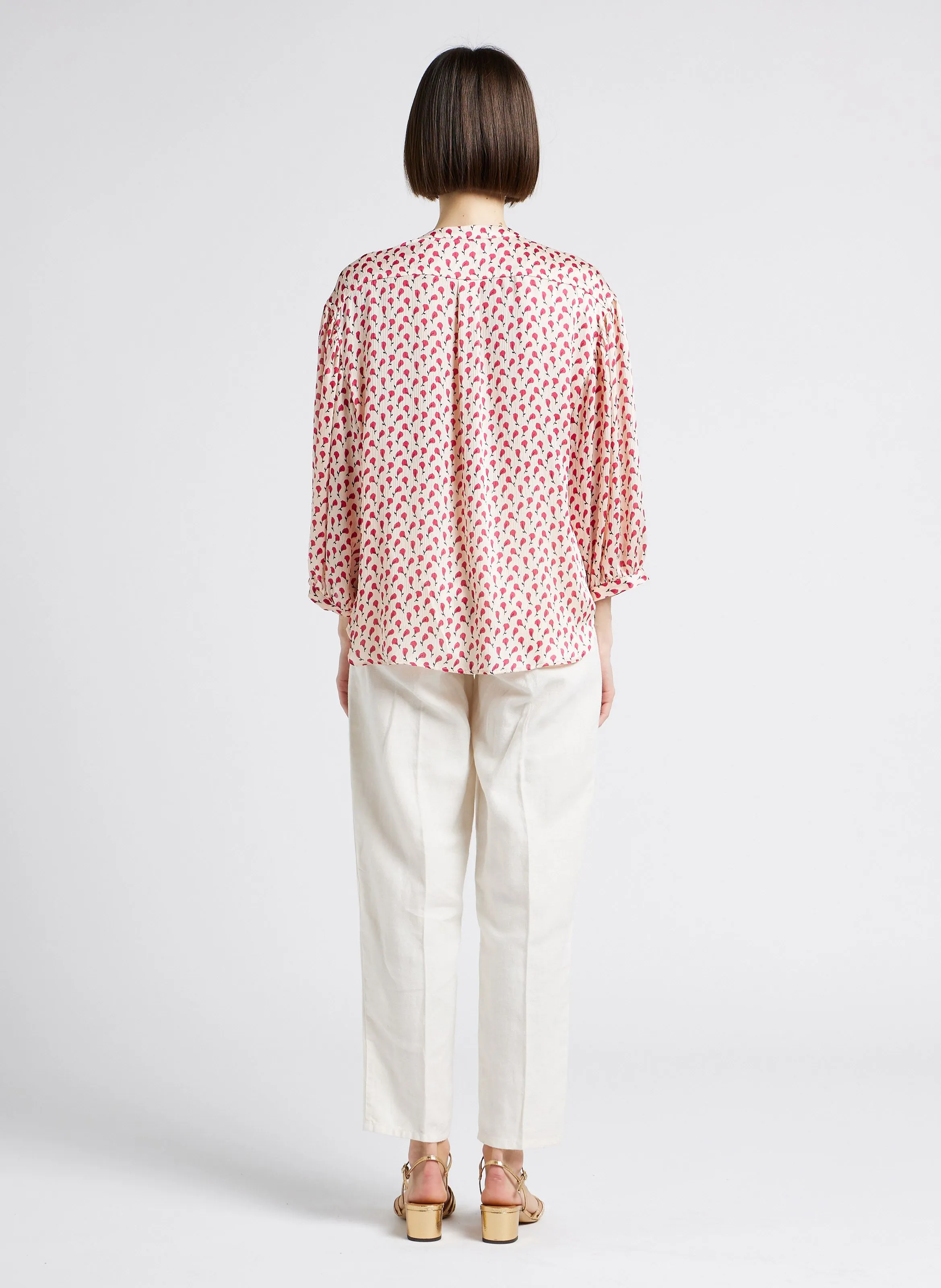 LAB DIP MILPA - Pantalón tapered de mezcla de lino en blanco