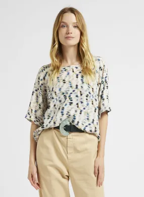ONE STEP CARVI - Top amplio cuello redondo estampado en blanco