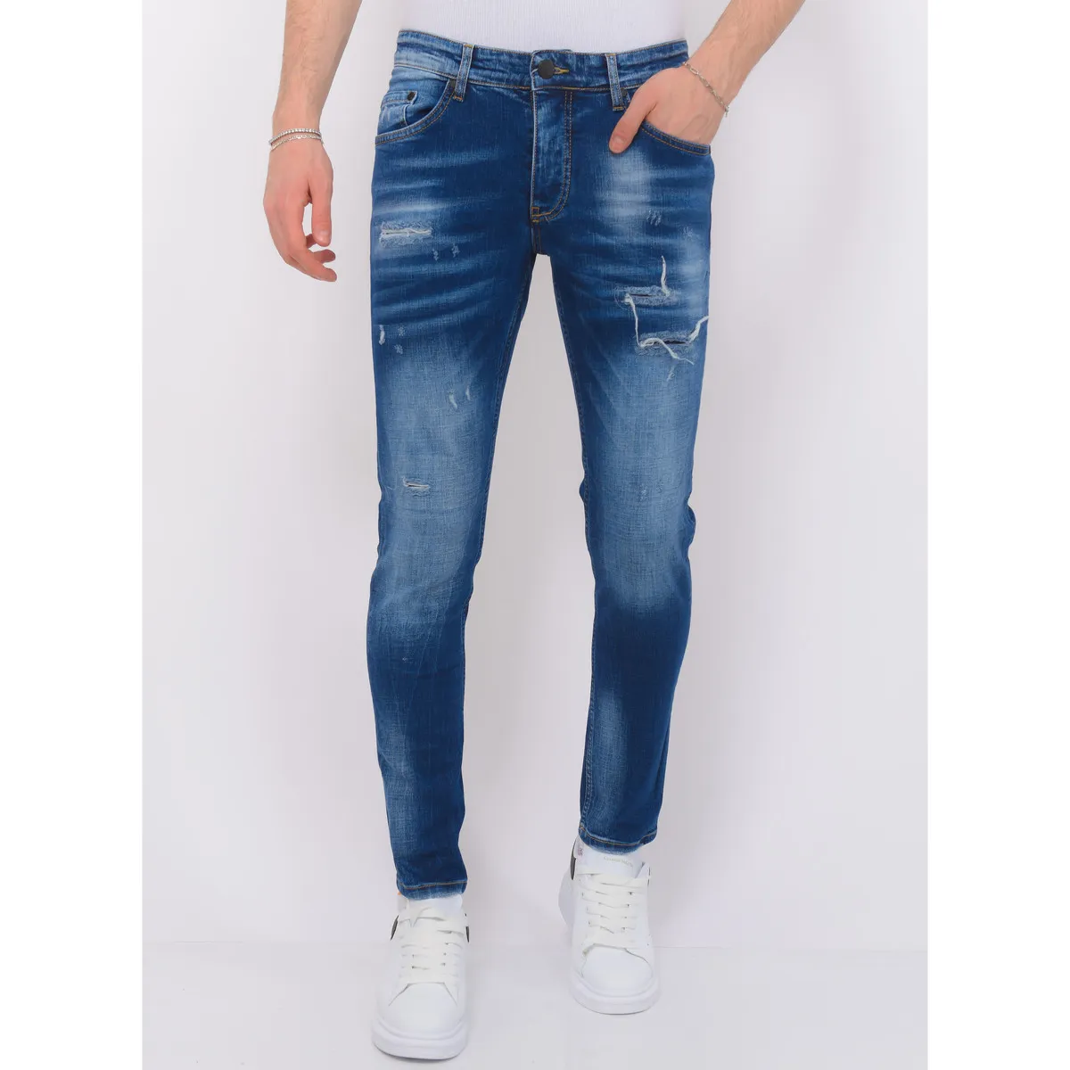 Ripped Vaqueros Hombre Slim Fit