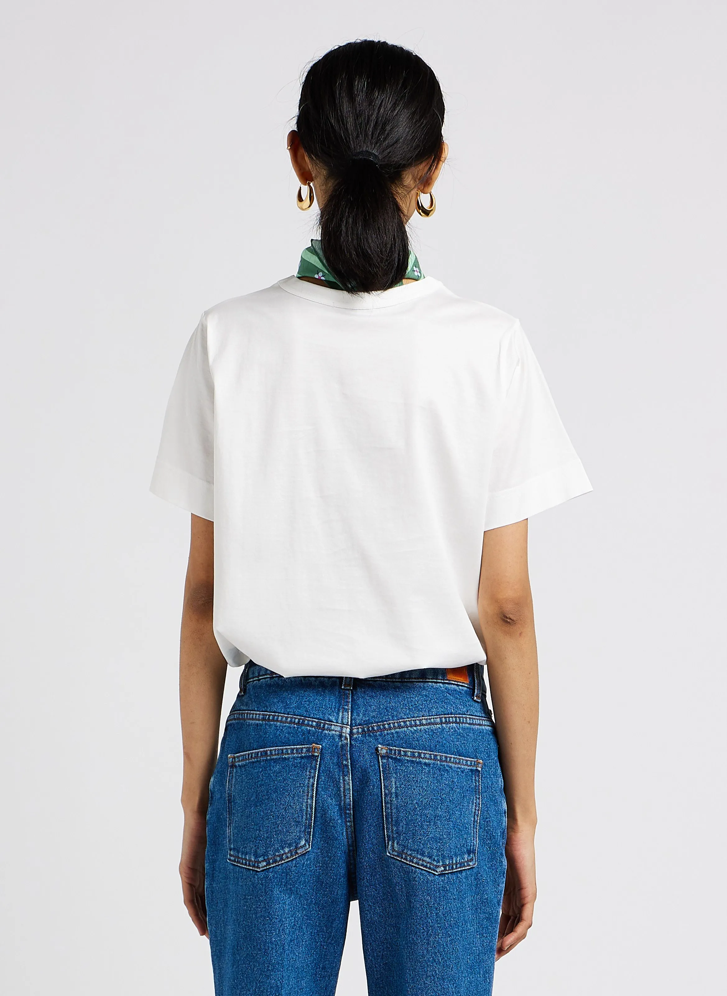 SOEUR BASIC - Camiseta de algodón con cuello redondo en blanco