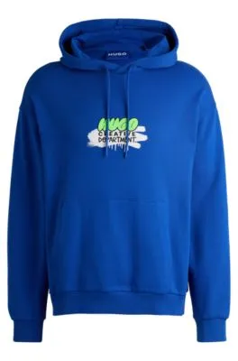 Sudadera con capucha regular fit de felpa de algodón con estampado de temporada