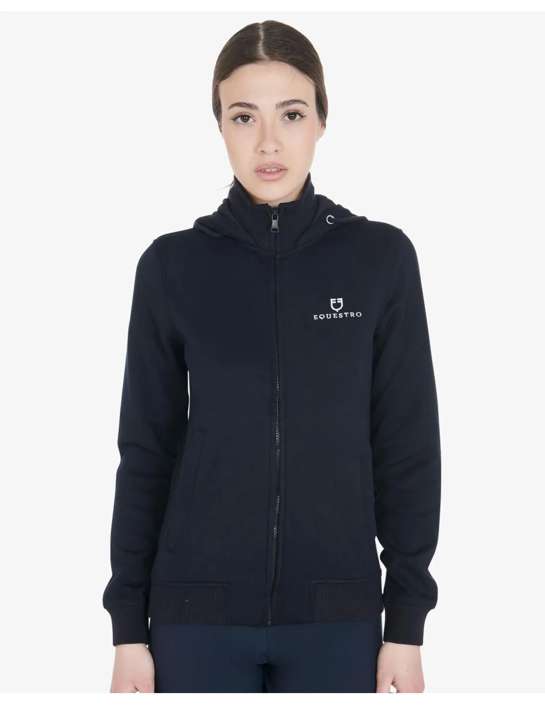 SUDADERA DE MUJER DE ALGODÓN CON LOGO BORDADO EQUESTRO
