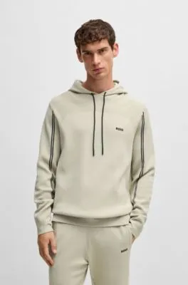 Sudadera de punto regular fit con capucha, rayas y detalles de la marca