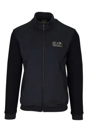 Sudadera negra mix con detalles en dorado y minilogo lux identity