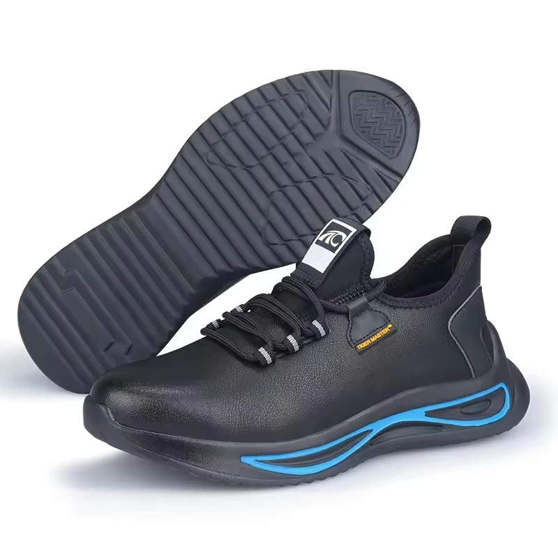 TM3055 Zapatos de seguridad de moda ligeros antigolpes de cuero de microfibra antideslizantes para hombres